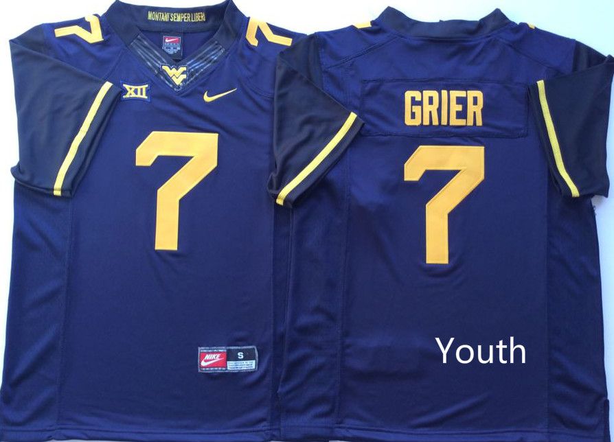Youth West Virginia Mountaineers 7 Grier Blue Nike NCAA Jerseys
